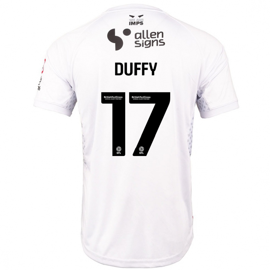 Kids Football Dylan Duffy #17 Red White Away Jersey 2024/25 T-Shirt Uk