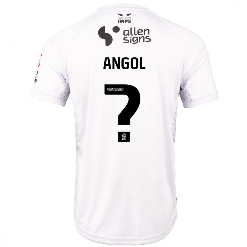 Kids Football Mekhi Angol #0 Red White Away Jersey 2024/25 T-Shirt Uk