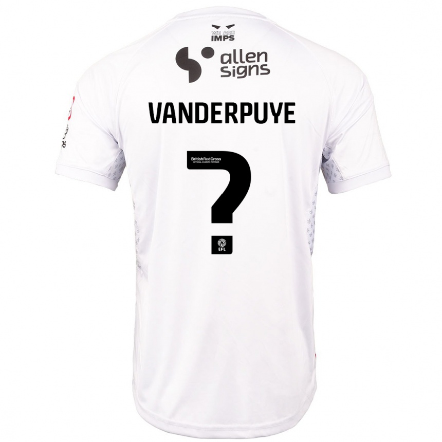 Kids Football Daniel Vanderpuye #0 Red White Away Jersey 2024/25 T-Shirt Uk