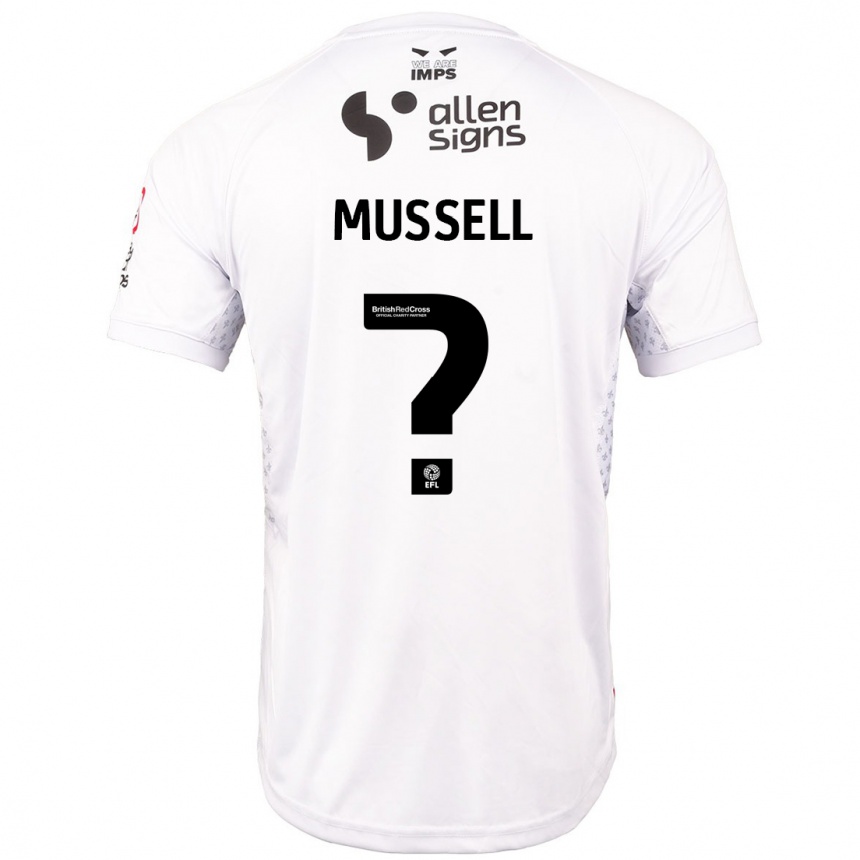 Kids Football Theo Mussell #0 Red White Away Jersey 2024/25 T-Shirt Uk