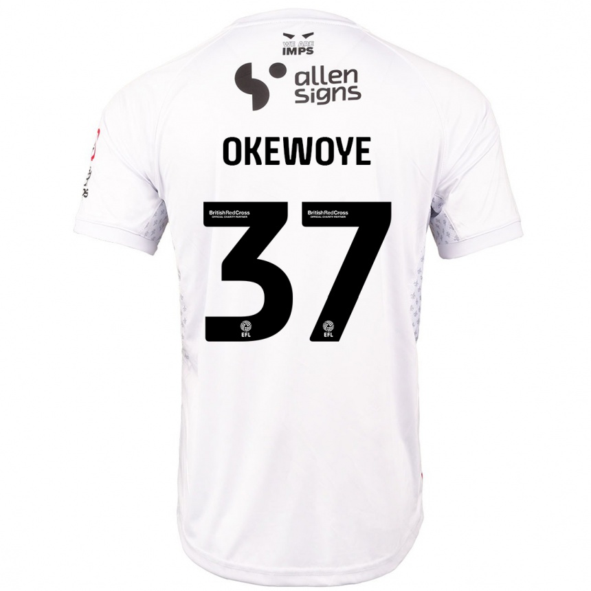 Kids Football Gbolahan Okewoye #37 Red White Away Jersey 2024/25 T-Shirt Uk