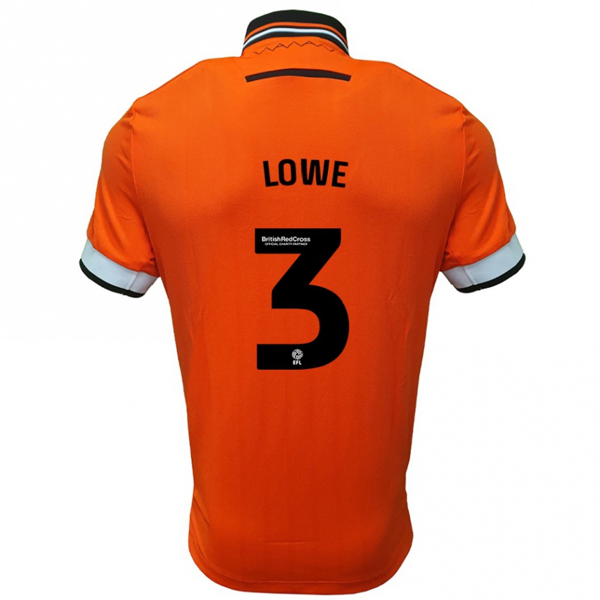 Kids Football Max Lowe #3 Orange White Away Jersey 2024/25 T-Shirt Uk