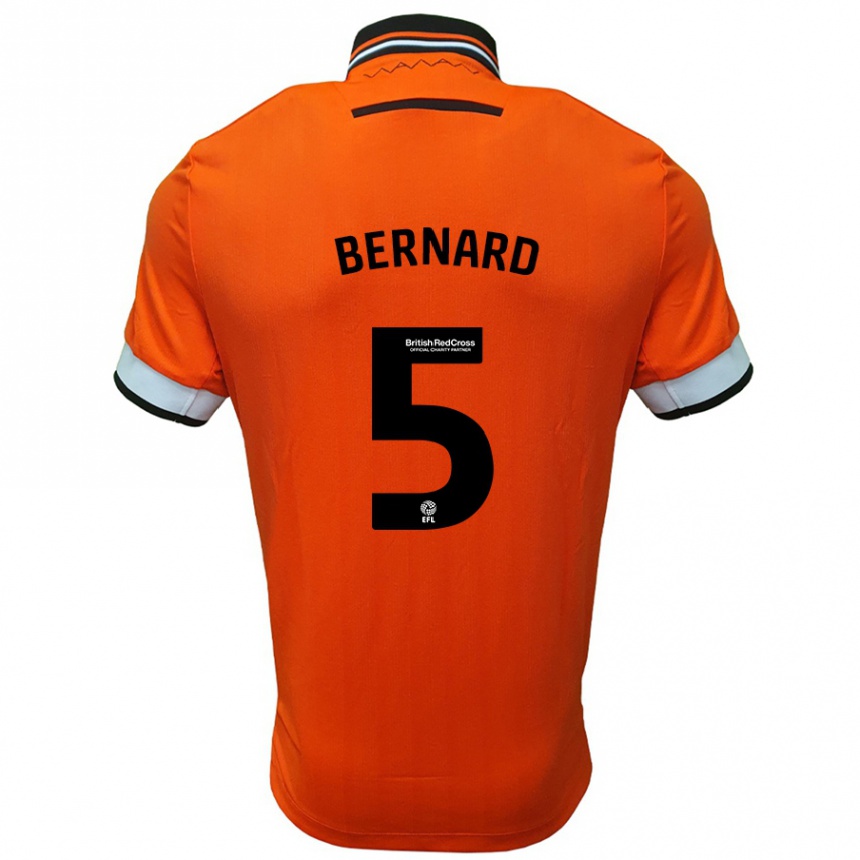 Kids Football Di'shon Bernard #5 Orange White Away Jersey 2024/25 T-Shirt Uk