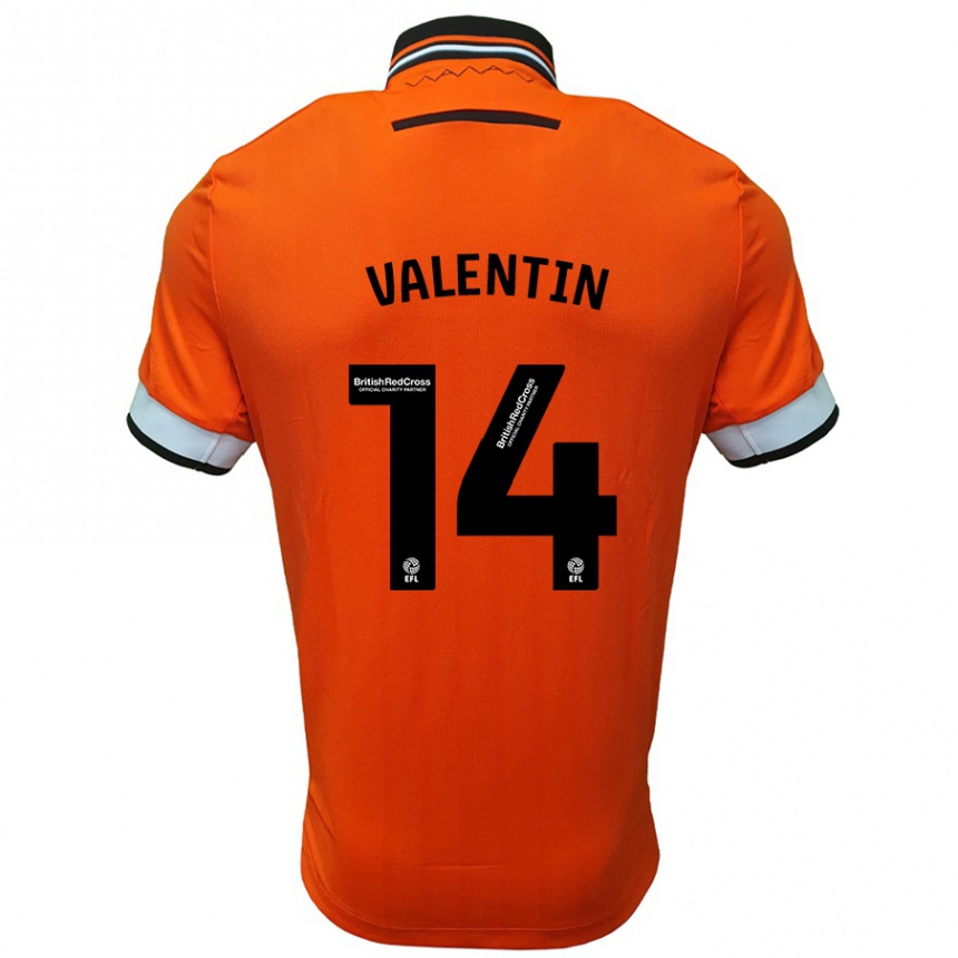 Kids Football Pol Valentín #14 Orange White Away Jersey 2024/25 T-Shirt Uk