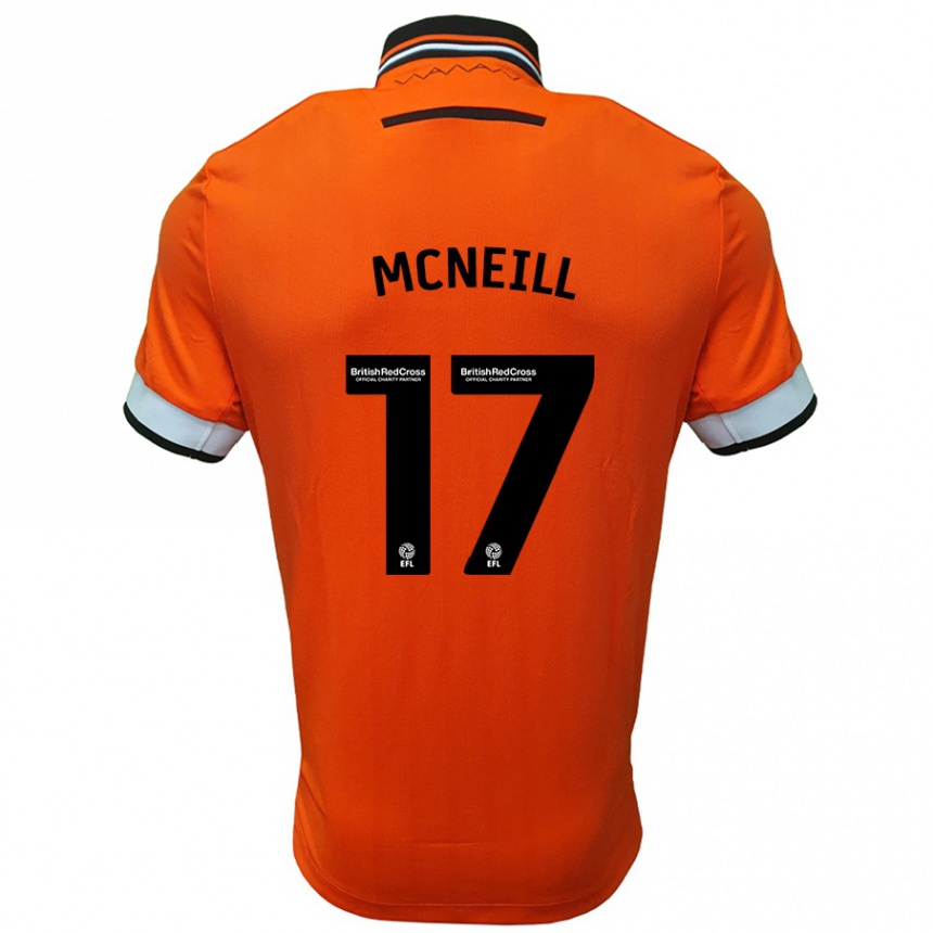 Kids Football Charlie Mcneill #17 Orange White Away Jersey 2024/25 T-Shirt Uk