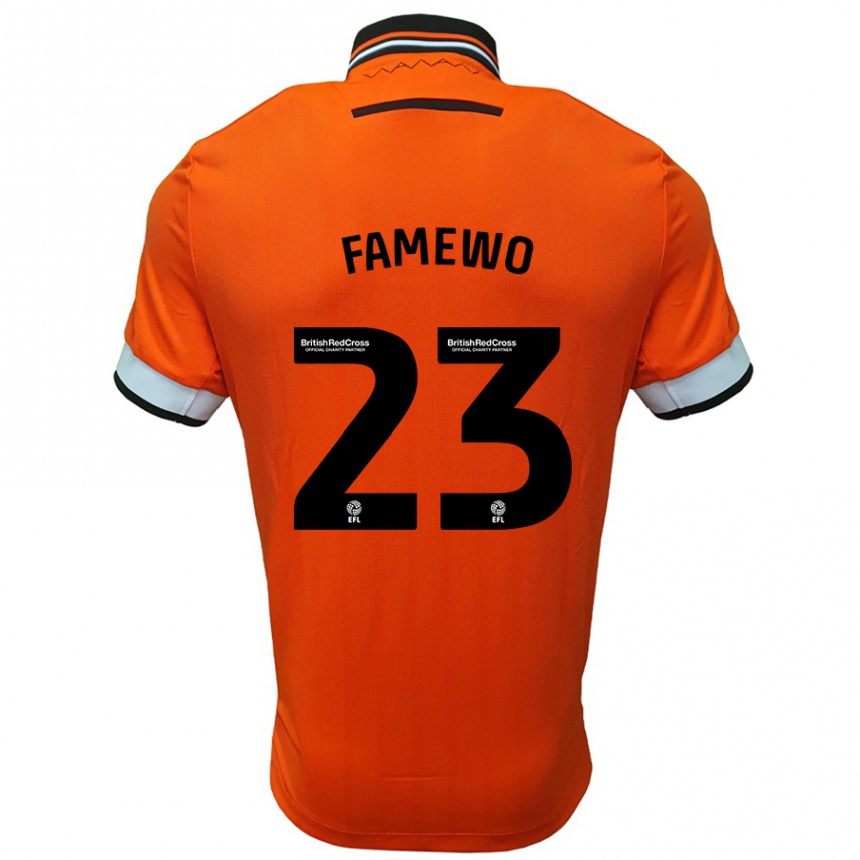 Kids Football Akin Famewo #23 Orange White Away Jersey 2024/25 T-Shirt Uk