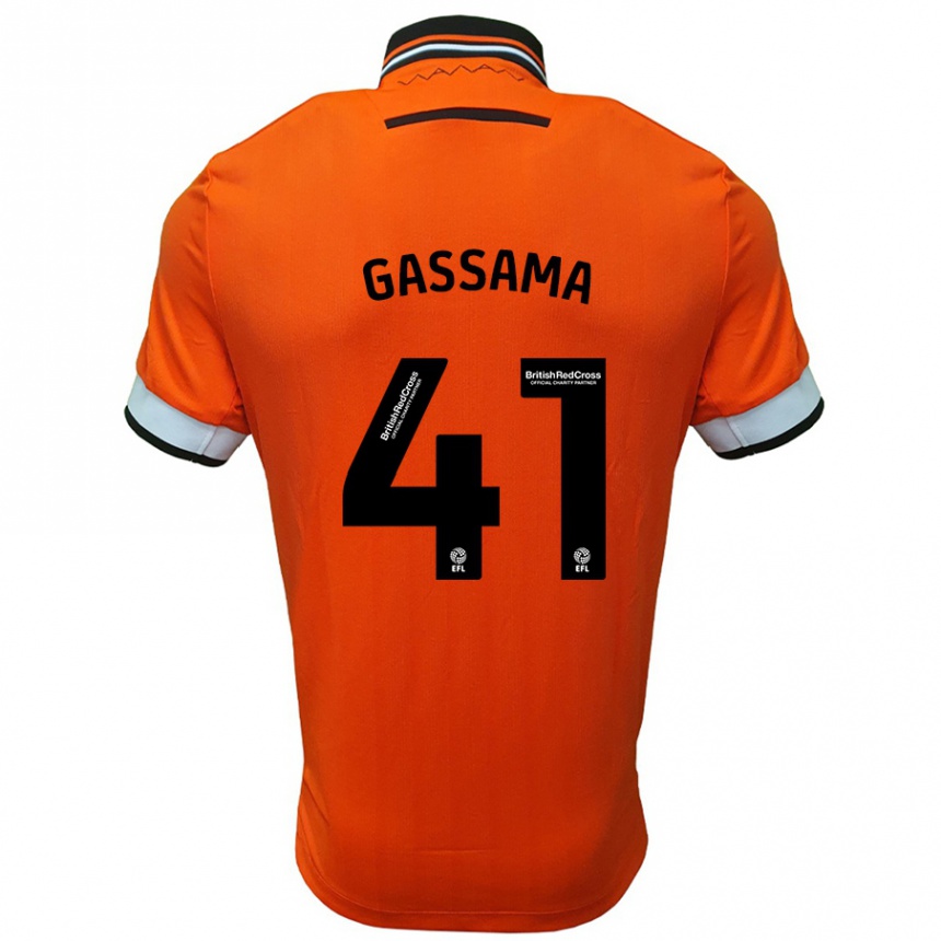 Kids Football Djeidi Gassama #41 Orange White Away Jersey 2024/25 T-Shirt Uk