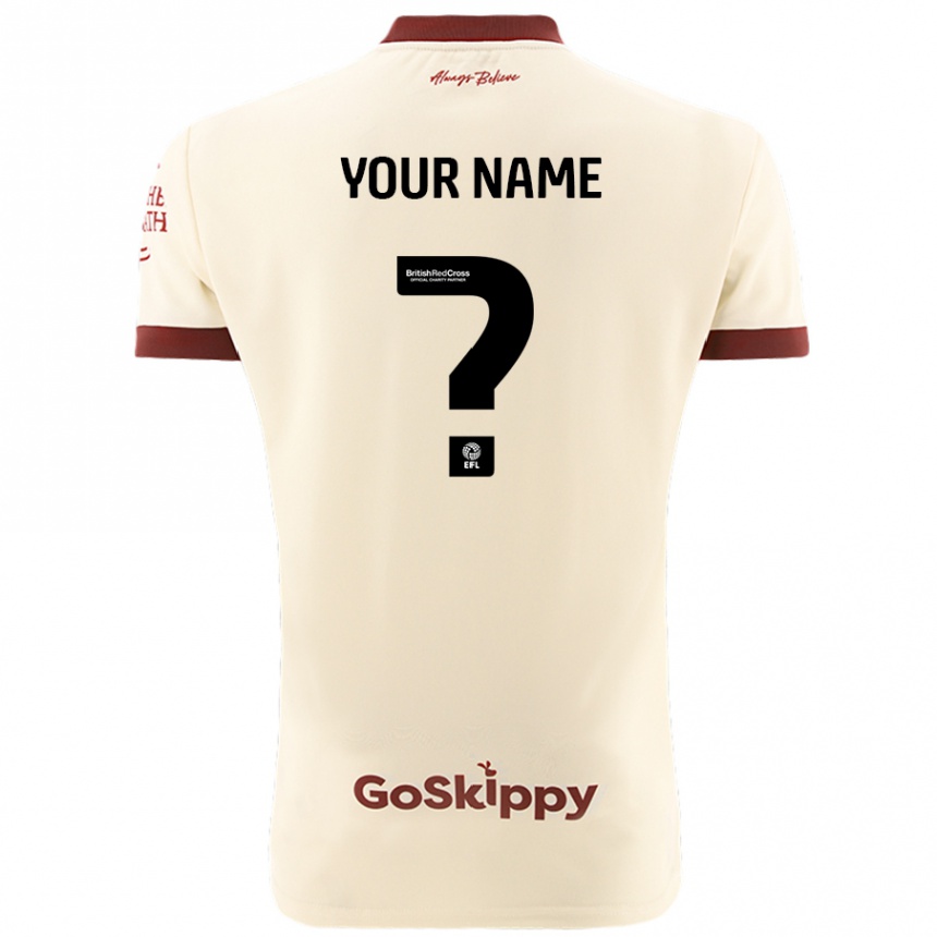 Kids Football Your Name #0 Cream White Away Jersey 2024/25 T-Shirt Uk