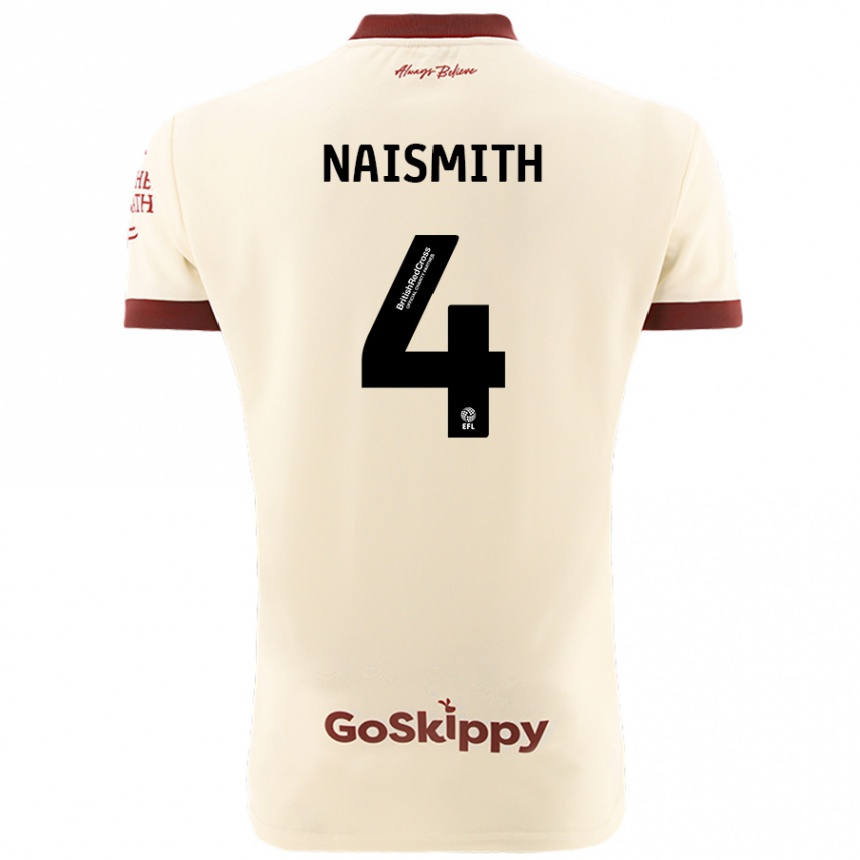 Kids Football Kal Naismith #4 Cream White Away Jersey 2024/25 T-Shirt Uk