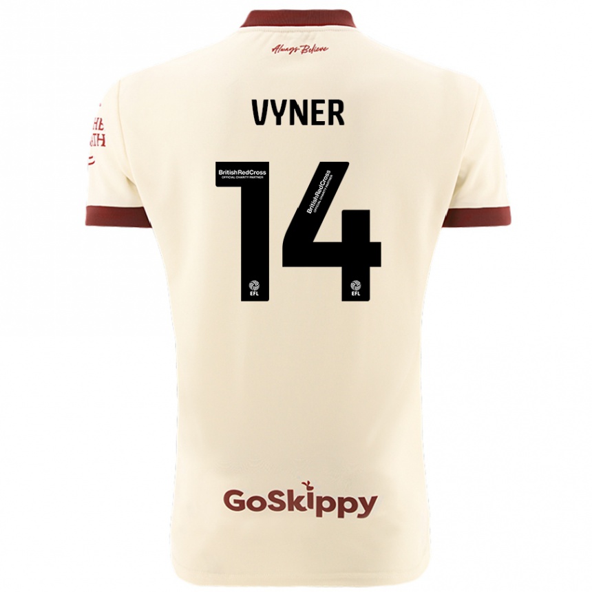 Kids Football Zak Vyner #14 Cream White Away Jersey 2024/25 T-Shirt Uk