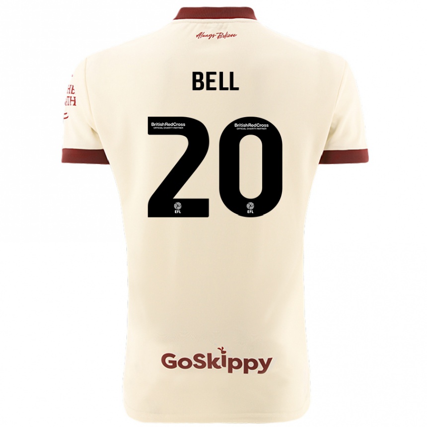 Kids Football Sam Bell #20 Cream White Away Jersey 2024/25 T-Shirt Uk