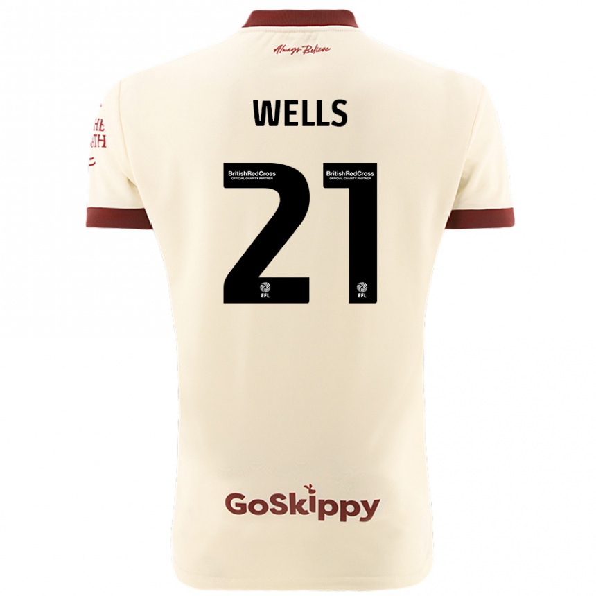 Kids Football Nahki Wells #21 Cream White Away Jersey 2024/25 T-Shirt Uk