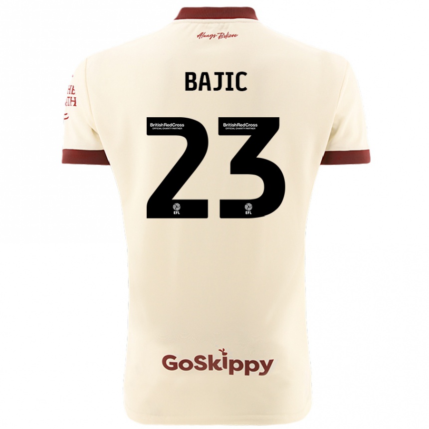 Kids Football Stefan Bajic #23 Cream White Away Jersey 2024/25 T-Shirt Uk