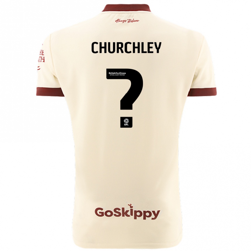 Kids Football Kai Churchley #0 Cream White Away Jersey 2024/25 T-Shirt Uk