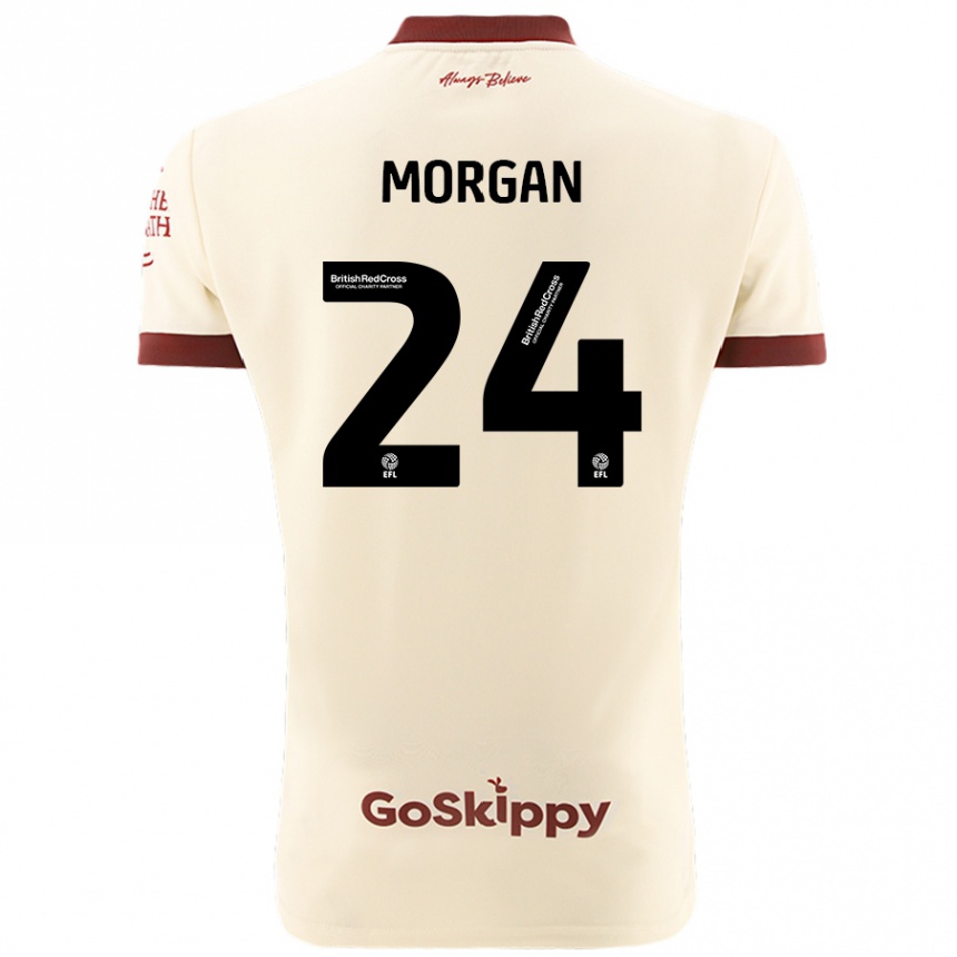 Kids Football Ffion Morgan #24 Cream White Away Jersey 2024/25 T-Shirt Uk