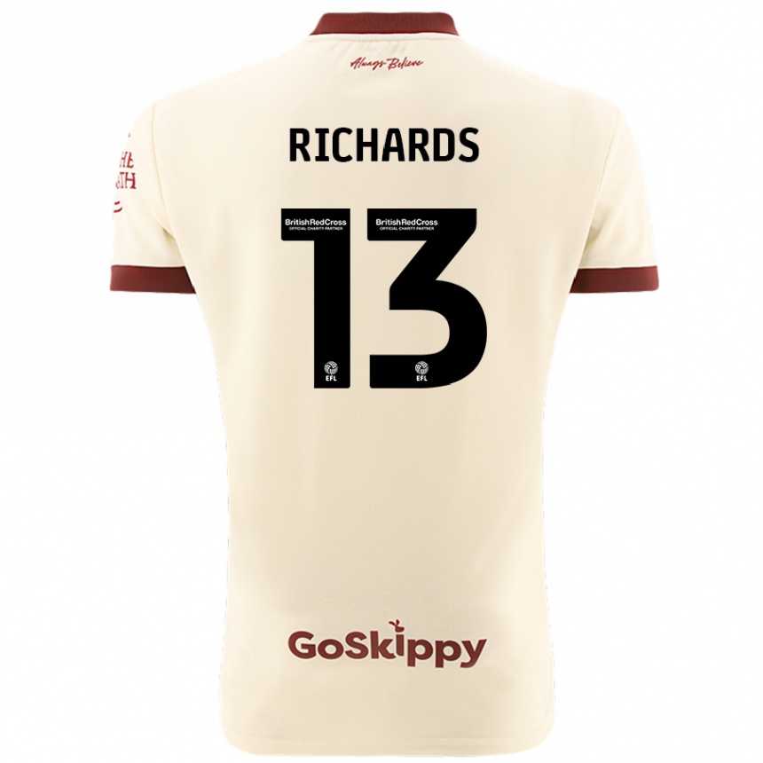 Kids Football Harvey Wiles-Richards #13 Cream White Away Jersey 2024/25 T-Shirt Uk