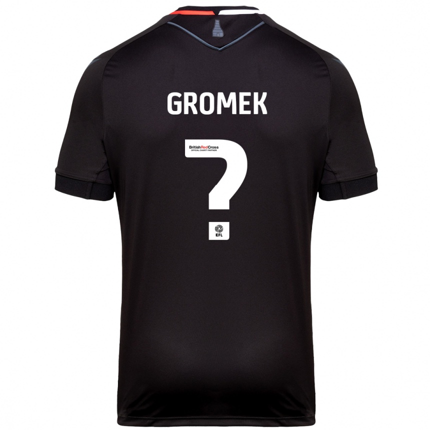 Kids Football Wiktor Gromek #0 Black Away Jersey 2024/25 T-Shirt Uk