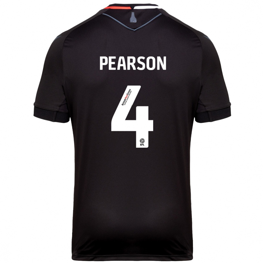 Kids Football Ben Pearson #4 Black Away Jersey 2024/25 T-Shirt Uk