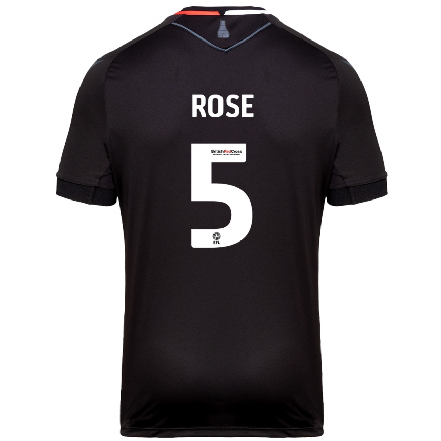 Kids Football Michael Rose #5 Black Away Jersey 2024/25 T-Shirt Uk