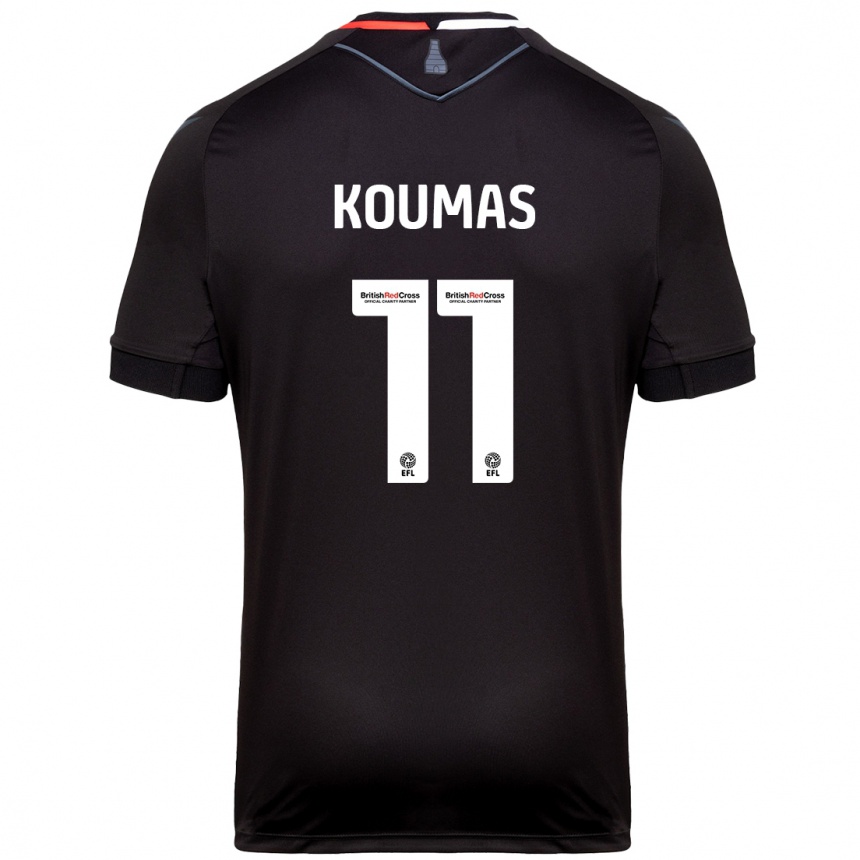 Kids Football Lewis Koumas #11 Black Away Jersey 2024/25 T-Shirt Uk