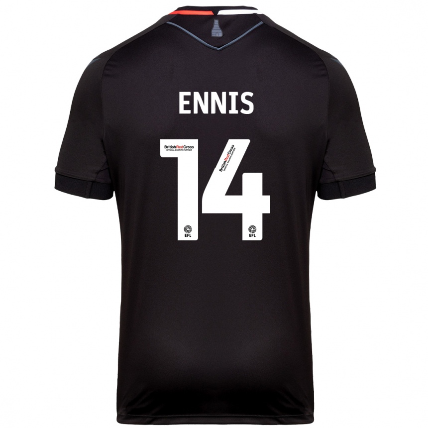 Kids Football Niall Ennis #14 Black Away Jersey 2024/25 T-Shirt Uk