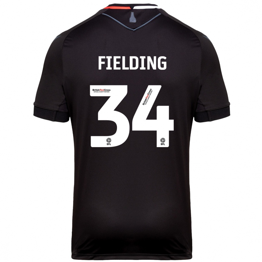 Kids Football Frank Fielding #34 Black Away Jersey 2024/25 T-Shirt Uk