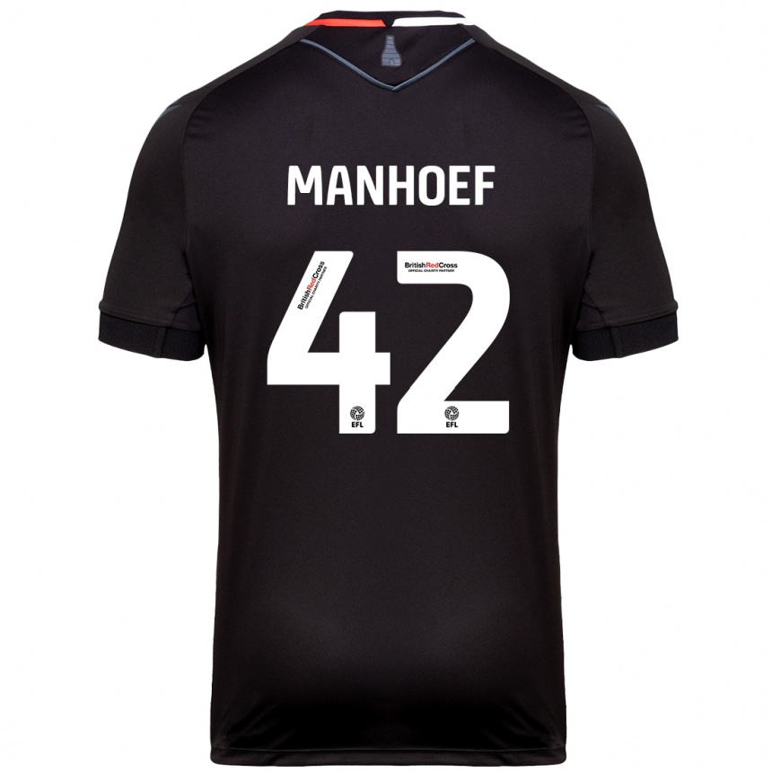 Kids Football Million Manhoef #42 Black Away Jersey 2024/25 T-Shirt Uk