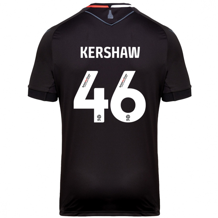 Kids Football Ben Kershaw #46 Black Away Jersey 2024/25 T-Shirt Uk