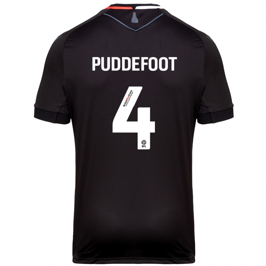 Kids Football Danielle Puddefoot #4 Black Away Jersey 2024/25 T-Shirt Uk