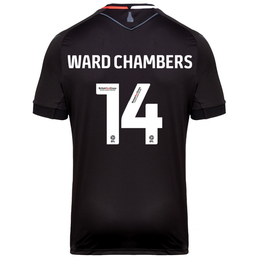 Kids Football Courtnay Ward-Chambers #14 Black Away Jersey 2024/25 T-Shirt Uk