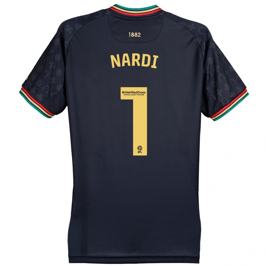 Kids Football Paul Nardi #1 Dark Navy Blue Away Jersey 2024/25 T-Shirt Uk