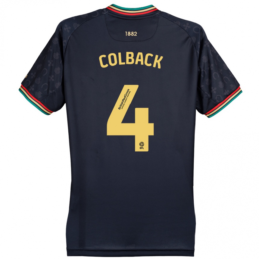 Kids Football Jack Colback #4 Dark Navy Blue Away Jersey 2024/25 T-Shirt Uk