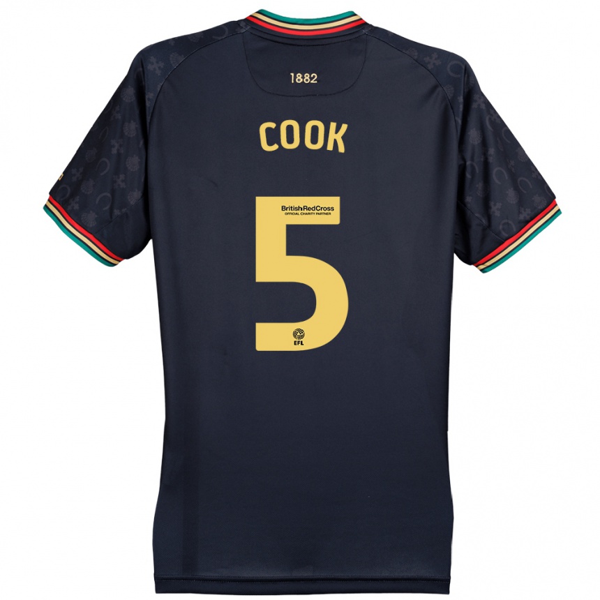 Kids Football Steve Cook #5 Dark Navy Blue Away Jersey 2024/25 T-Shirt Uk