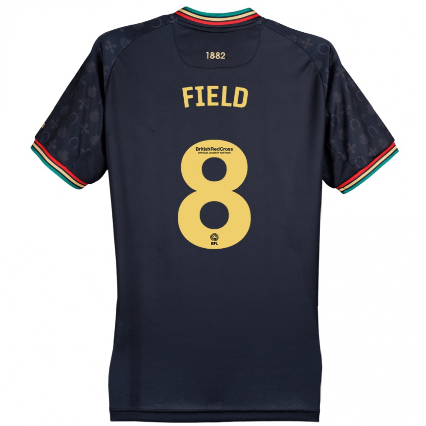 Kids Football Sam Field #8 Dark Navy Blue Away Jersey 2024/25 T-Shirt Uk