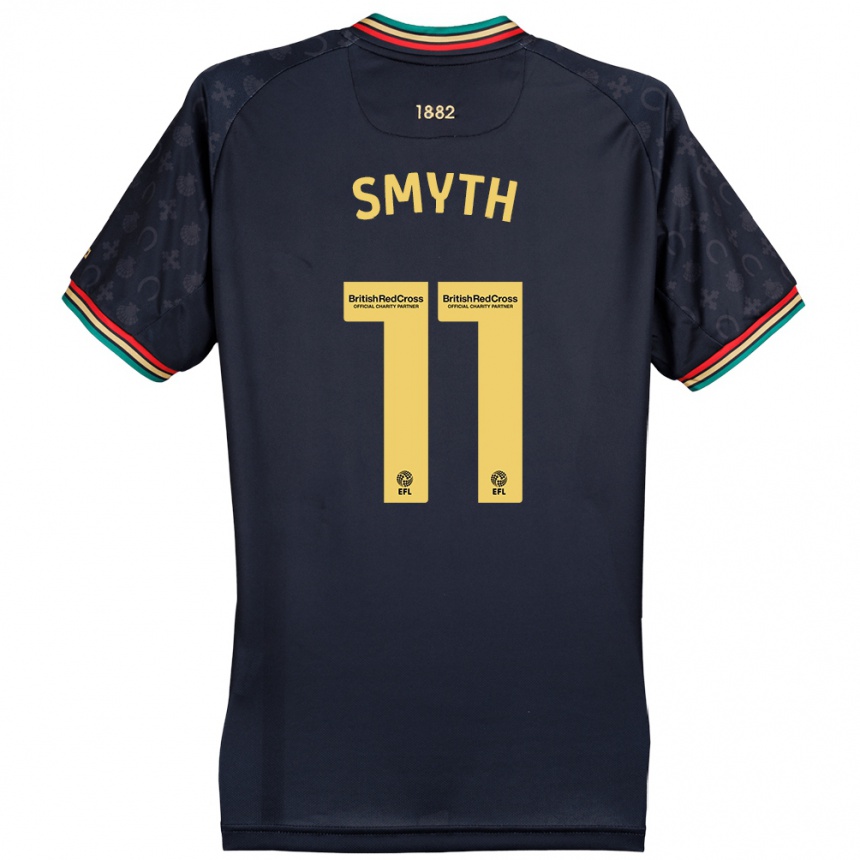 Kids Football Paul Smyth #11 Dark Navy Blue Away Jersey 2024/25 T-Shirt Uk