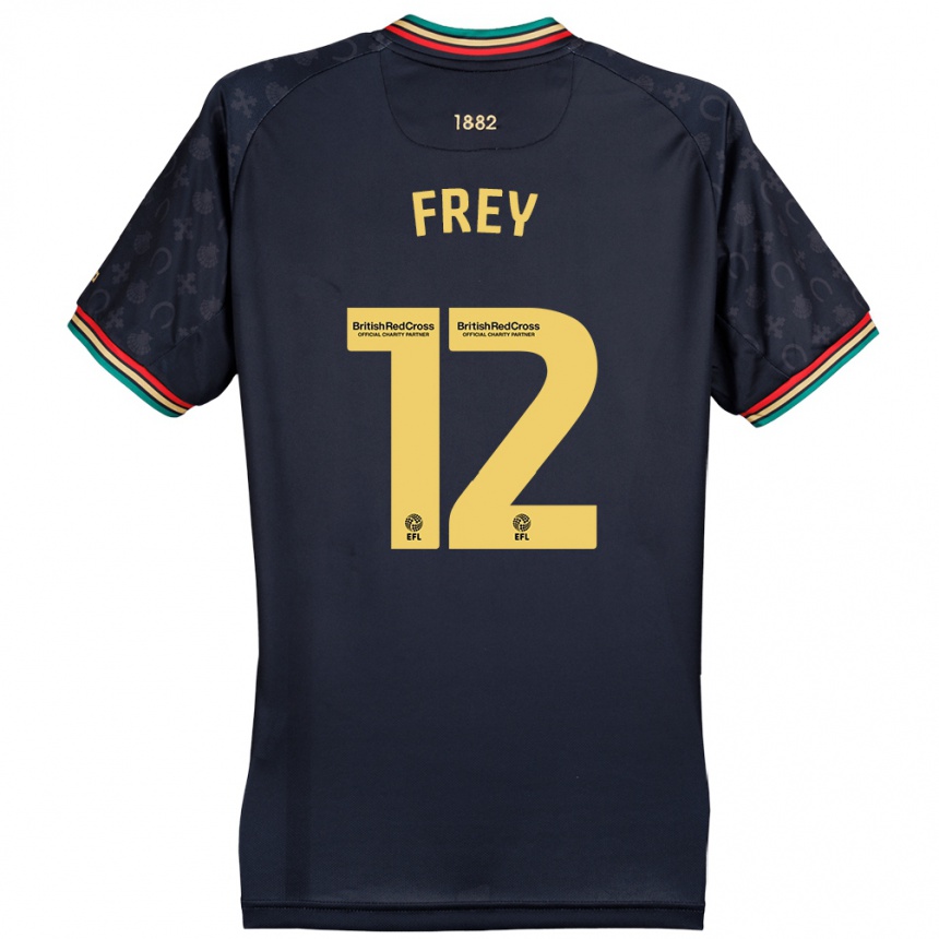 Kids Football Michael Frey #12 Dark Navy Blue Away Jersey 2024/25 T-Shirt Uk