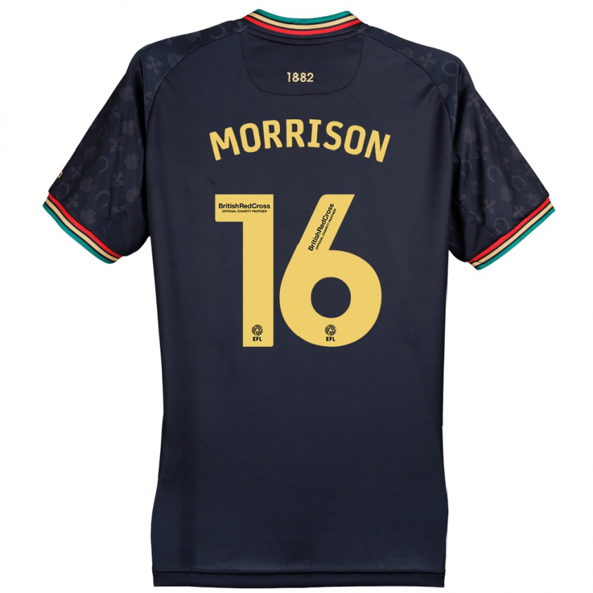 Kids Football Liam Morrison #16 Dark Navy Blue Away Jersey 2024/25 T-Shirt Uk