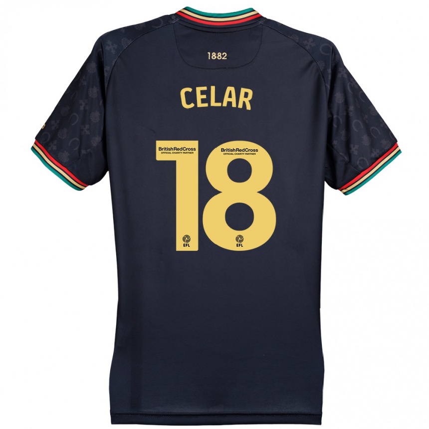 Kids Football Zan Celar #18 Dark Navy Blue Away Jersey 2024/25 T-Shirt Uk