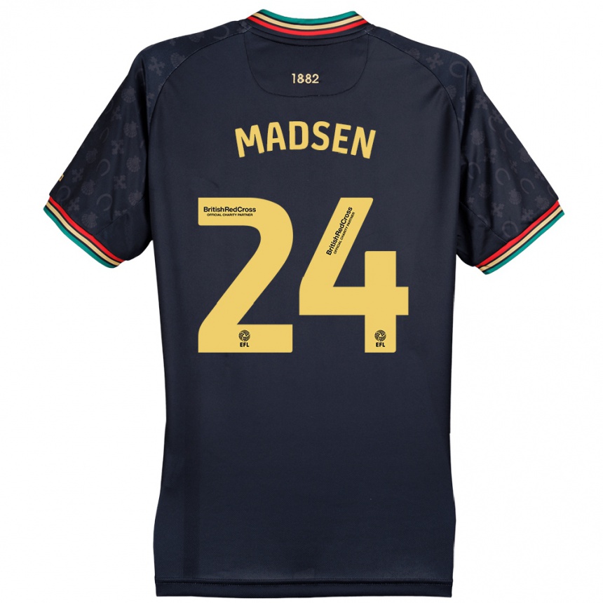 Kids Football Nicolas Madsen #24 Dark Navy Blue Away Jersey 2024/25 T-Shirt Uk