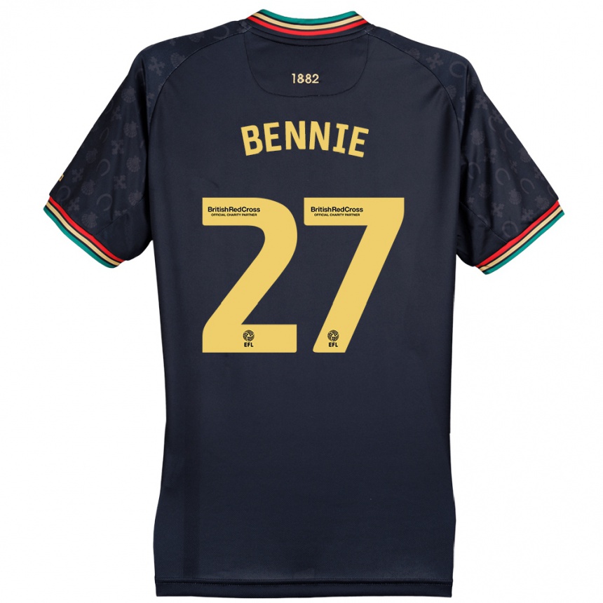 Kids Football Daniel Bennie #27 Dark Navy Blue Away Jersey 2024/25 T-Shirt Uk