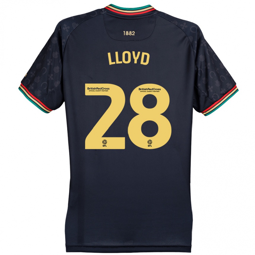 Kids Football Alfie Lloyd #28 Dark Navy Blue Away Jersey 2024/25 T-Shirt Uk