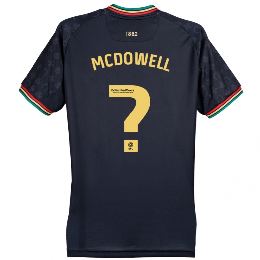 Kids Football Jack Mcdowell #0 Dark Navy Blue Away Jersey 2024/25 T-Shirt Uk