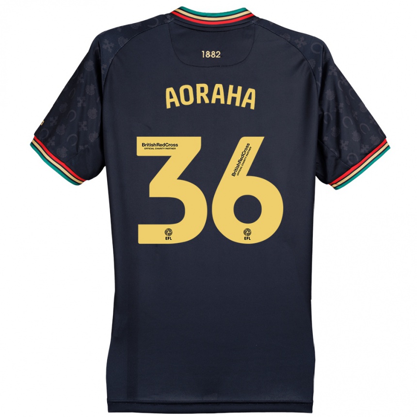 Kids Football Alexander Aoraha #36 Dark Navy Blue Away Jersey 2024/25 T-Shirt Uk