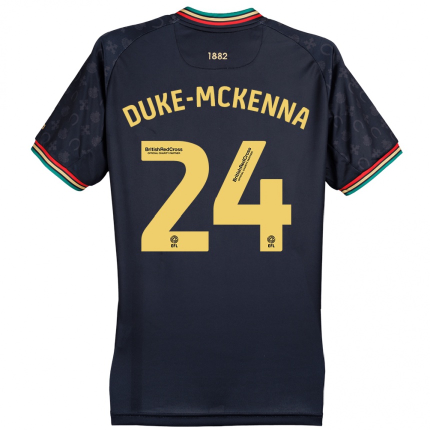 Kids Football Stephen Duke-Mckenna #24 Dark Navy Blue Away Jersey 2024/25 T-Shirt Uk