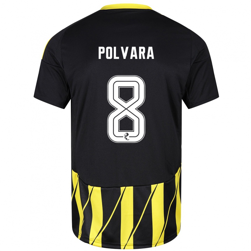 Kids Football Dante Polvara #8 Black Yellow Away Jersey 2024/25 T-Shirt Uk