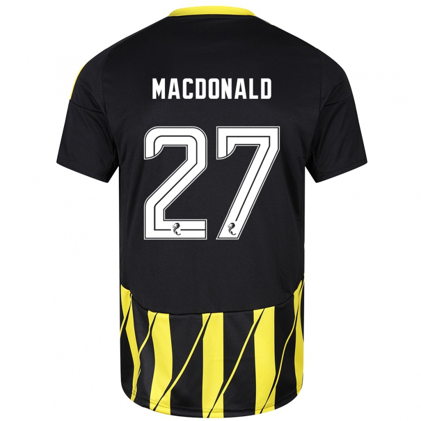 Kids Football Angus Macdonald #27 Black Yellow Away Jersey 2024/25 T-Shirt Uk