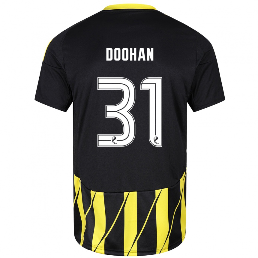 Kids Football Ross Doohan #31 Black Yellow Away Jersey 2024/25 T-Shirt Uk