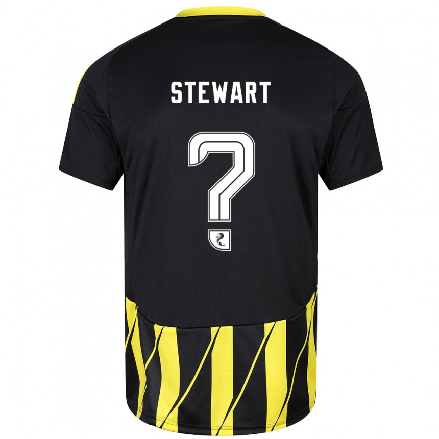 Kids Football Alfie Stewart #0 Black Yellow Away Jersey 2024/25 T-Shirt Uk