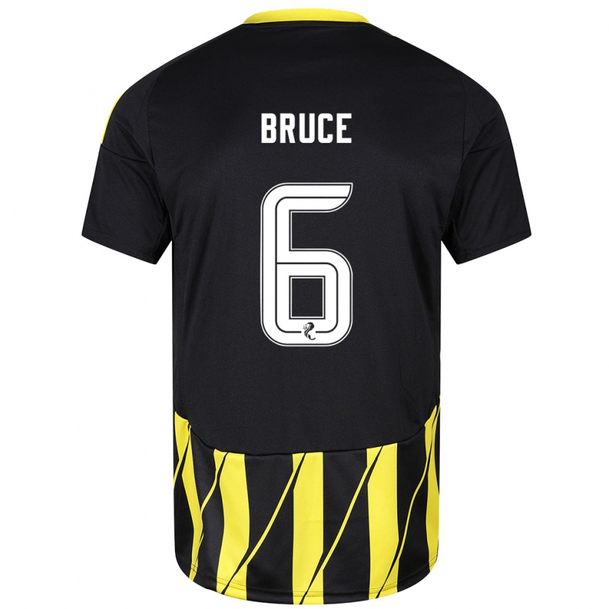 Kids Football Natasha Bruce #6 Black Yellow Away Jersey 2024/25 T-Shirt Uk