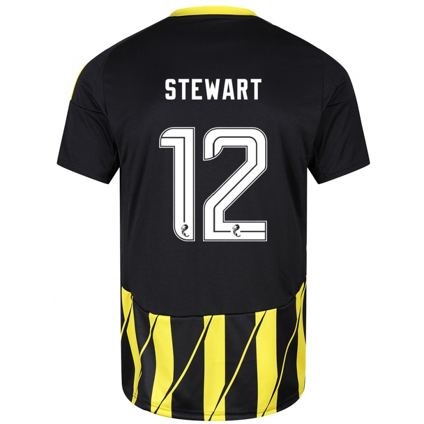 Kids Football Hannah Stewart #12 Black Yellow Away Jersey 2024/25 T-Shirt Uk